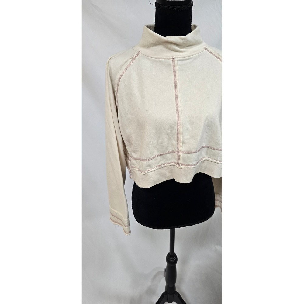 Daily Practice Anthropologie women XXS mock neck crop sweatshirt granola - Picture 3 of 9